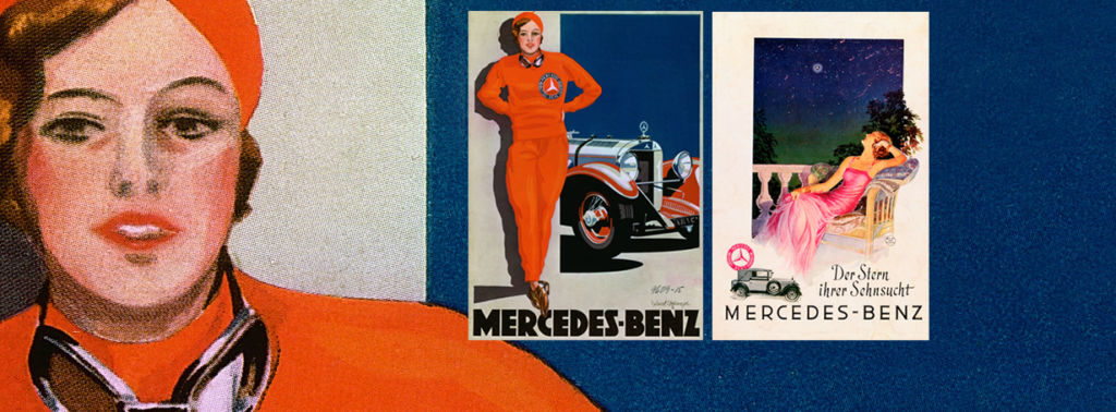 „Der Stern ihrer Sehnsucht“ (1929, Atelier Hans Neumann) und die „Frau in Rot“ (1928, Edward Cucuel Offelsmeyer) sind zwei eindrucksvolle Werbemotive der 20er.